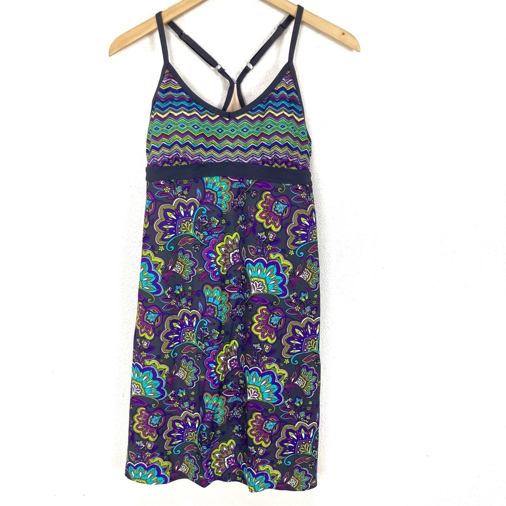 Athleta Shorebreak Chevron Paisley Sundress Dress Blue Purple Women’s Sz Small
